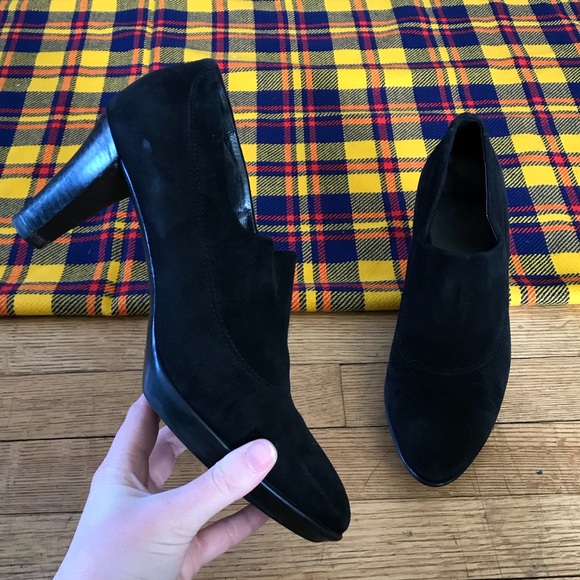 Aquatalia Shoes - Aquatalia Black Suede Slip On Bootie Heels